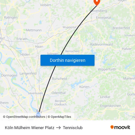 Köln Mülheim Wiener Platz to Tennisclub map