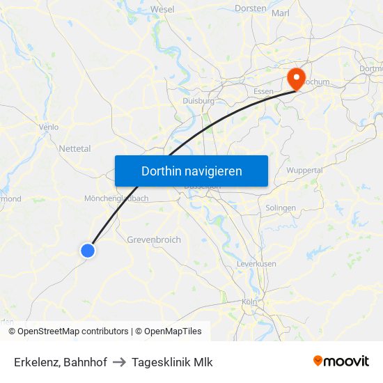 Erkelenz, Bahnhof to Tagesklinik Mlk map