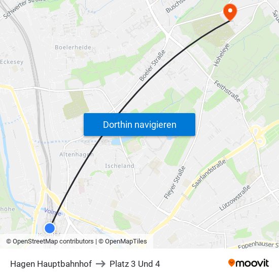 Hagen Hauptbahnhof to Platz 3 Und 4 map