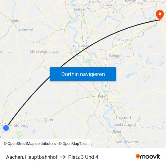 Aachen, Hauptbahnhof to Platz 3 Und 4 map