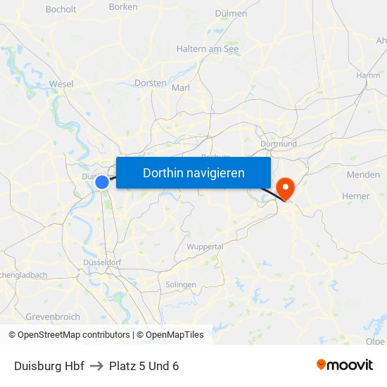 Duisburg Hbf to Platz 5 Und 6 map