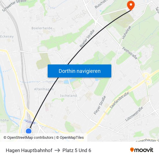 Hagen Hauptbahnhof to Platz 5 Und 6 map