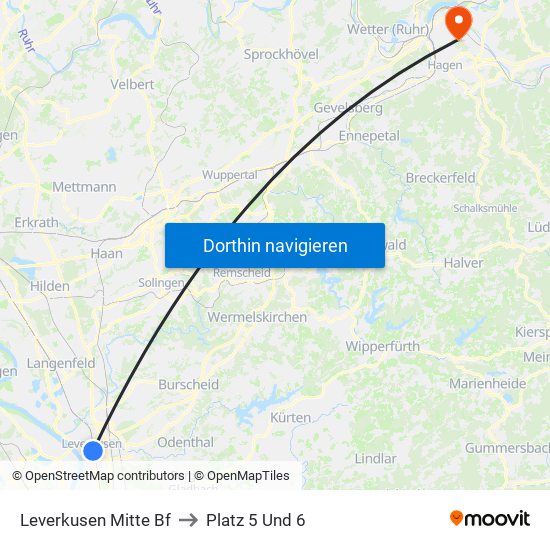 Leverkusen Mitte Bf to Platz 5 Und 6 map
