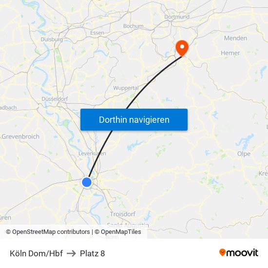 Köln Dom/Hbf to Platz 8 map