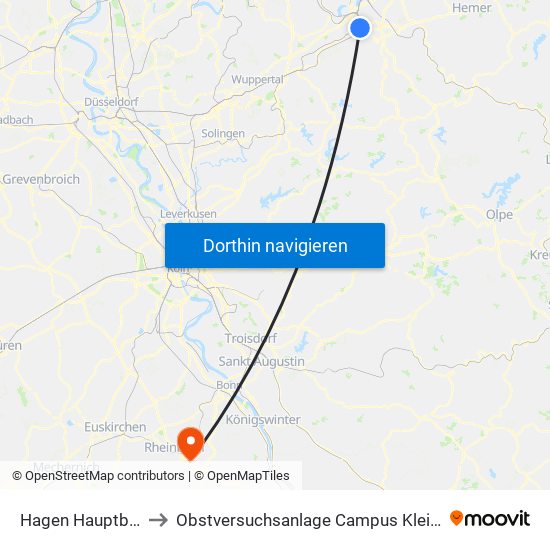 Hagen Hauptbahnhof to Obstversuchsanlage Campus Klein-Altendorf 2 map