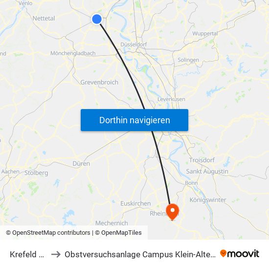 Krefeld Hbf to Obstversuchsanlage Campus Klein-Altendorf 2 map