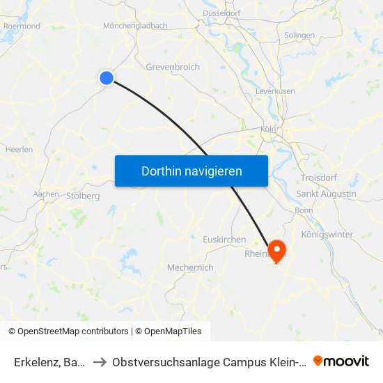 Erkelenz, Bahnhof to Obstversuchsanlage Campus Klein-Altendorf 2 map