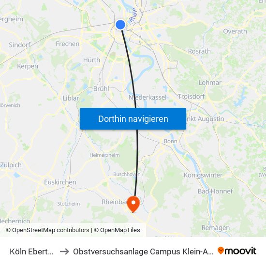 Köln Ebertplatz to Obstversuchsanlage Campus Klein-Altendorf 2 map