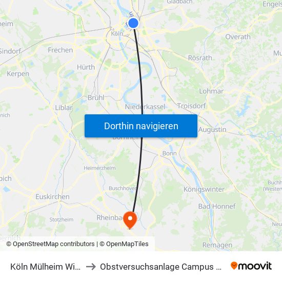 Köln Mülheim Wiener Platz to Obstversuchsanlage Campus Klein-Altendorf 2 map