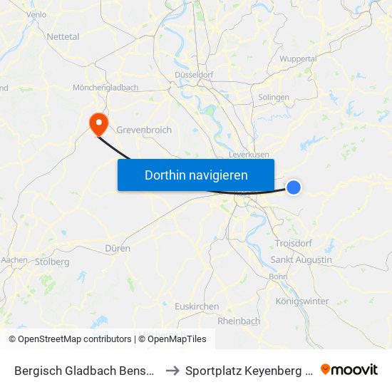 Bergisch Gladbach Bensberg to Sportplatz Keyenberg E.V. map