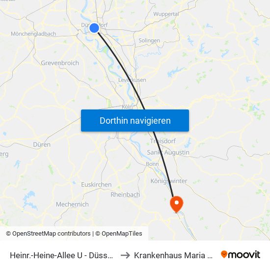 Heinr.-Heine-Allee U - Düsseldorf to Krankenhaus Maria Stern map