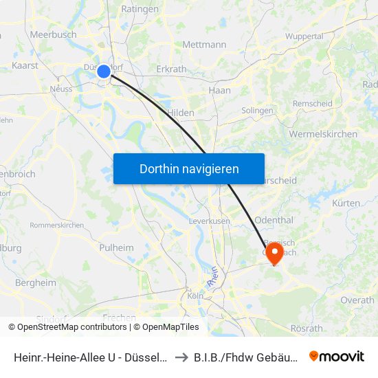 Heinr.-Heine-Allee U - Düsseldorf to B.I.B./Fhdw Gebäude F map