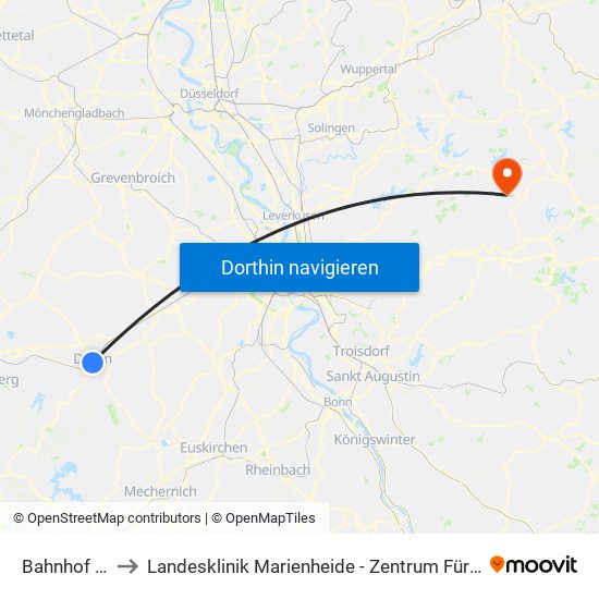 Bahnhof - Düren to Landesklinik Marienheide - Zentrum Für Seelische Gesundheit map