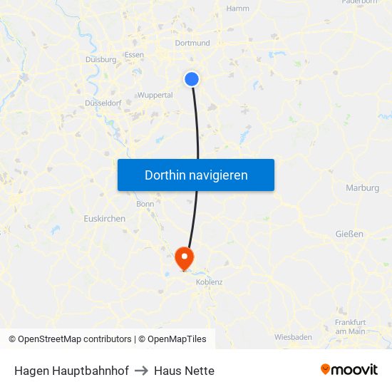 Hagen Hauptbahnhof to Haus Nette map