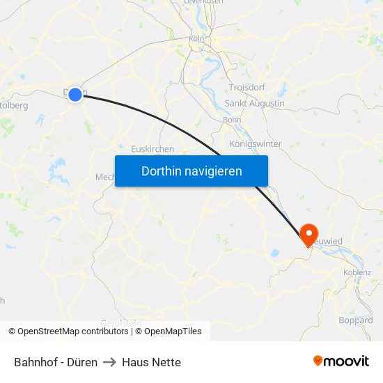 Bahnhof - Düren to Haus Nette map