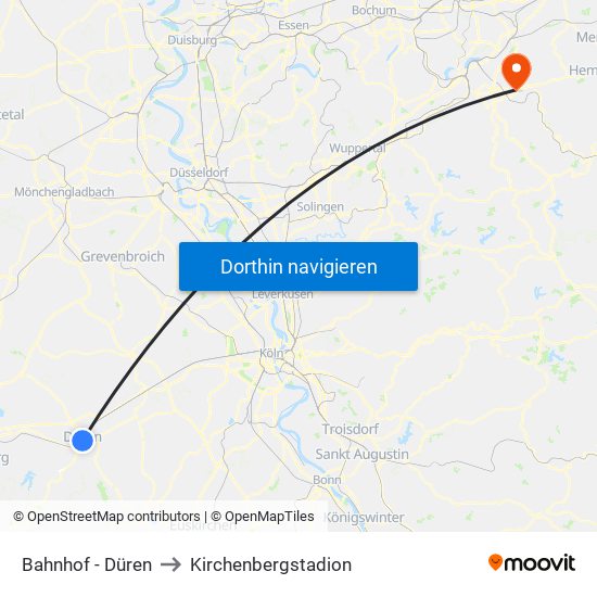 Bahnhof - Düren to Kirchenbergstadion map