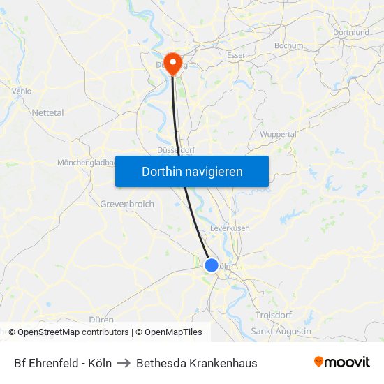 Bf Ehrenfeld - Köln to Bethesda Krankenhaus map