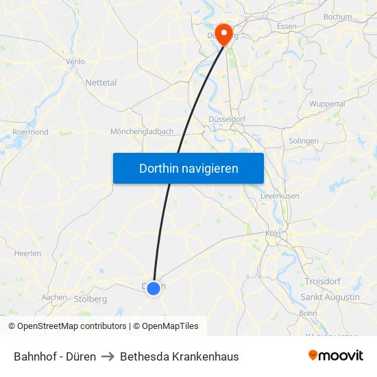 Bahnhof - Düren to Bethesda Krankenhaus map