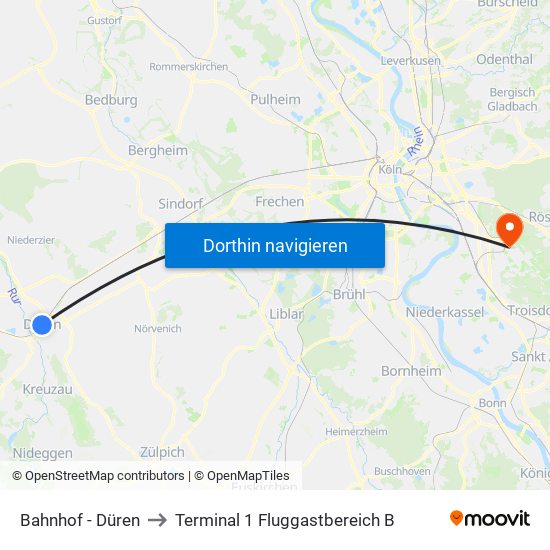 Bahnhof - Düren to Terminal 1 Fluggastbereich B map