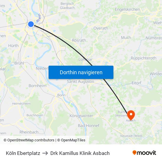 Köln Ebertplatz to Drk Kamillus Klinik Asbach map