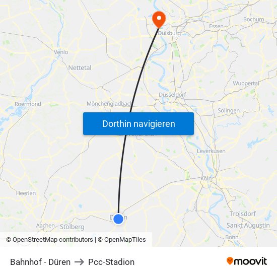 Bahnhof - Düren to Pcc-Stadion map