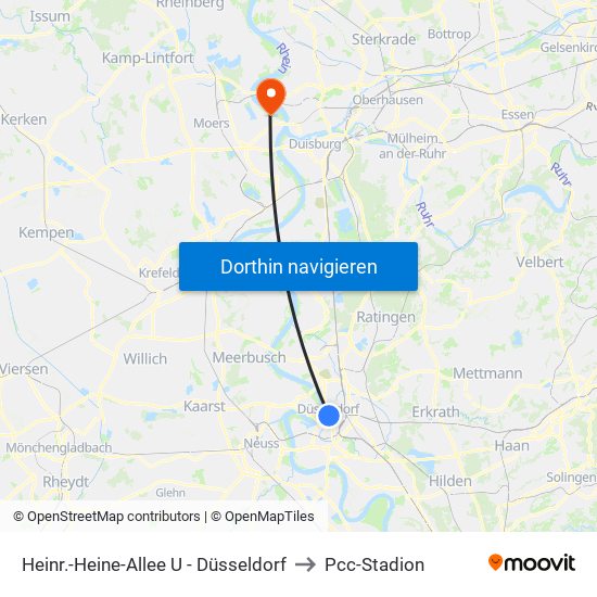 Heinr.-Heine-Allee U - Düsseldorf to Pcc-Stadion map