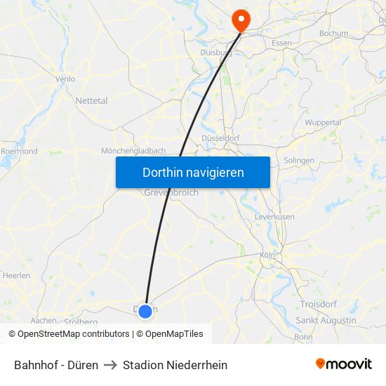 Bahnhof - Düren to Stadion Niederrhein map