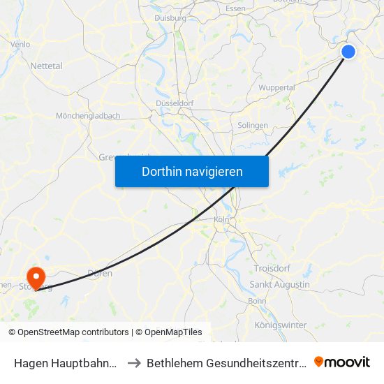 Hagen Hauptbahnhof to Bethlehem Gesundheitszentrum map