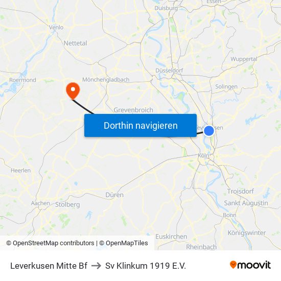 Leverkusen Mitte Bf to Sv Klinkum 1919 E.V. map