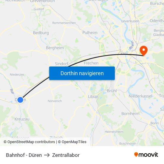 Bahnhof - Düren to Zentrallabor map