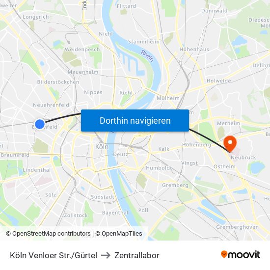 Köln Venloer Str./Gürtel to Zentrallabor map