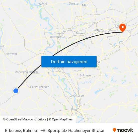 Erkelenz, Bahnhof to Sportplatz Hacheneyer Straße map