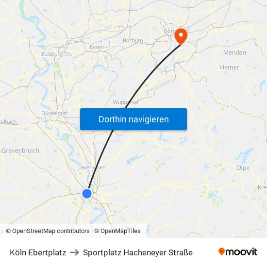 Köln Ebertplatz to Sportplatz Hacheneyer Straße map