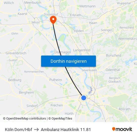 Köln Dom/Hbf to Ambulanz Hautklinik 11.81 map