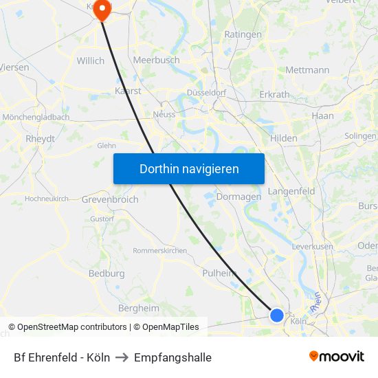 Bf Ehrenfeld - Köln to Empfangshalle map