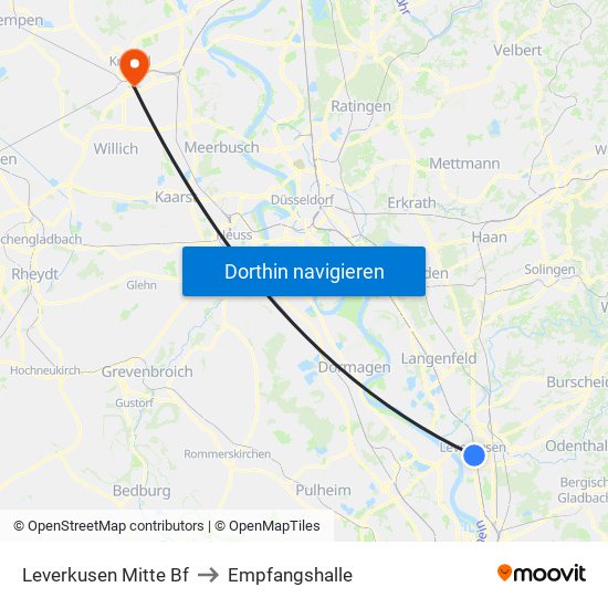 Leverkusen Mitte Bf to Empfangshalle map