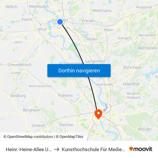 Heinr.-Heine-Allee U - Düsseldorf to Kunsthochschule Für Medien - am Malzbüchel map