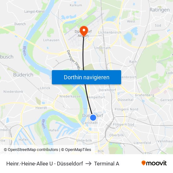 Heinr.-Heine-Allee U - Düsseldorf to Terminal A map