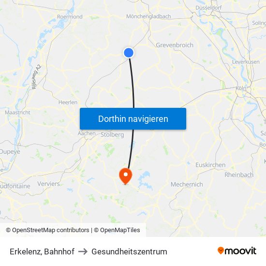 Erkelenz, Bahnhof to Gesundheitszentrum map