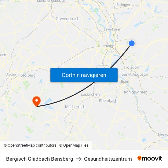 Bergisch Gladbach Bensberg to Gesundheitszentrum map