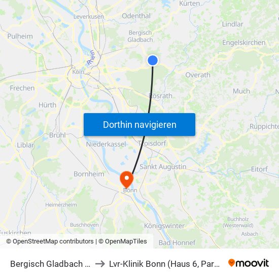 Bergisch Gladbach Bensberg to Lvr-Klinik Bonn (Haus 6, Parkhaus, Küche) map