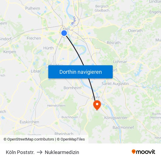 Köln Poststr. to Nuklearmedizin map