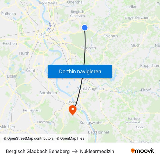 Bergisch Gladbach Bensberg to Nuklearmedizin map