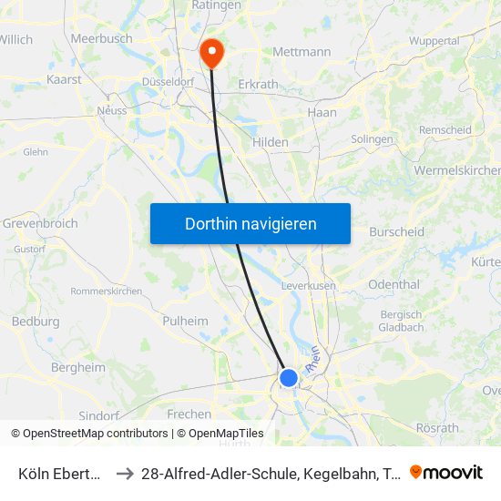 Köln Ebertplatz to 28-Alfred-Adler-Schule, Kegelbahn, Turnhalle map