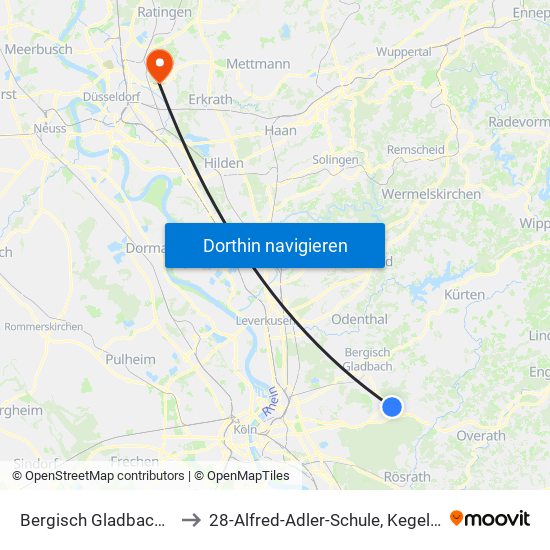 Bergisch Gladbach Bensberg to 28-Alfred-Adler-Schule, Kegelbahn, Turnhalle map