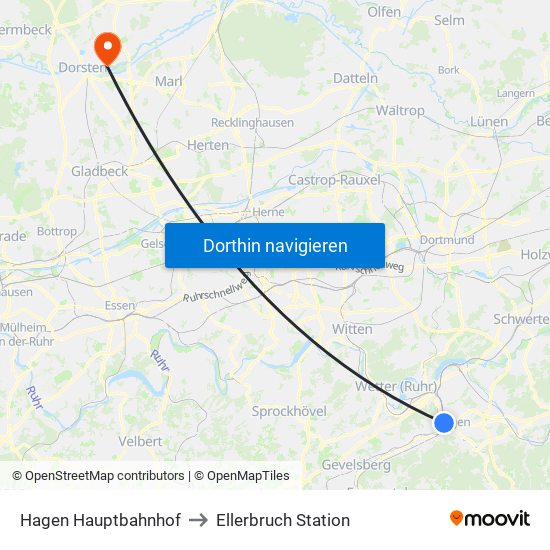 Hagen Hauptbahnhof to Ellerbruch Station map