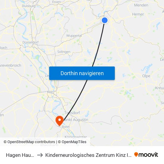 Hagen Hauptbahnhof to Kinderneurologisches Zentrum Kinz Im Gustav-Heinemann-Haus map