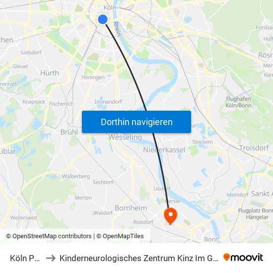 Köln Poststr. to Kinderneurologisches Zentrum Kinz Im Gustav-Heinemann-Haus map