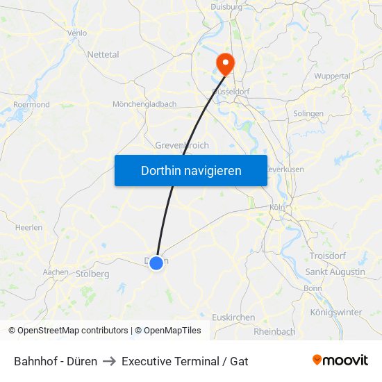 Bahnhof - Düren to Executive Terminal / Gat map