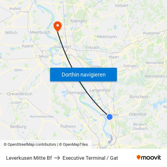 Leverkusen Mitte Bf to Executive Terminal / Gat map